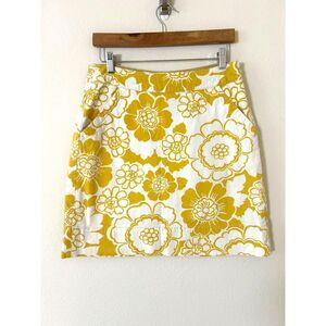 Boden Skirt Women's 6R Yellow Gold Floral Short‎ Cotton Summer Cruise Vacation